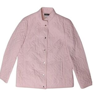 Click Quilted Jacket Womens Pink Snap Front Pockets Lightweight Coat M